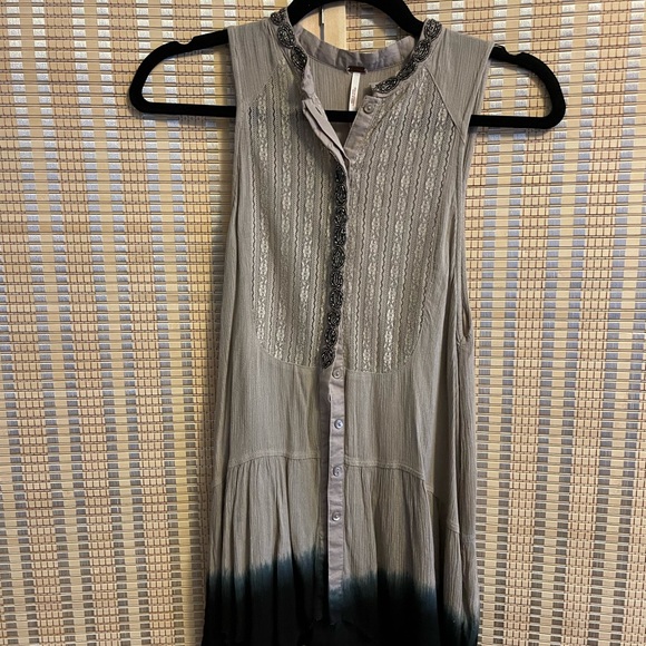 Free People beaded tie die button down tank - Picture 1 of 6